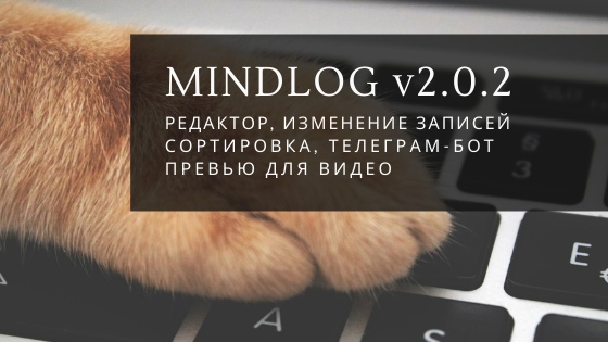 Редактор, сортировка, телеграм-бот, видео-превью — MindLog v2.0.2